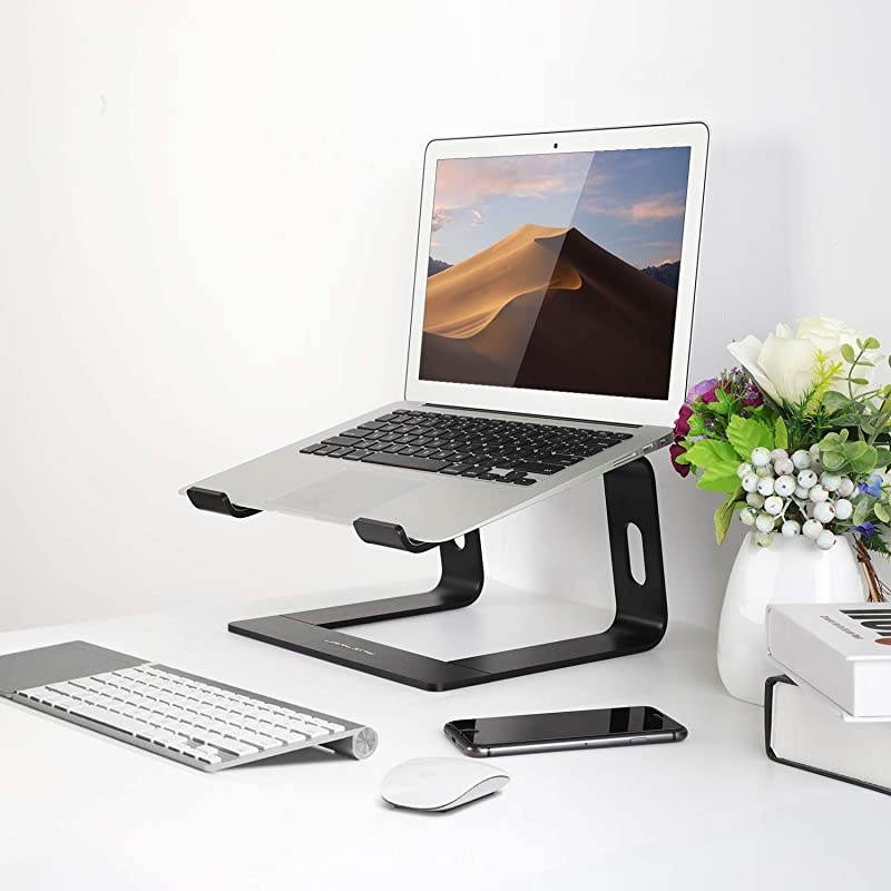 Aluminum Laptop Stand Ergonomic Detachable Laptop Holder Riser Compatible with MacBook Air ProDell XPSHPLenovo up to 156 inches Black
