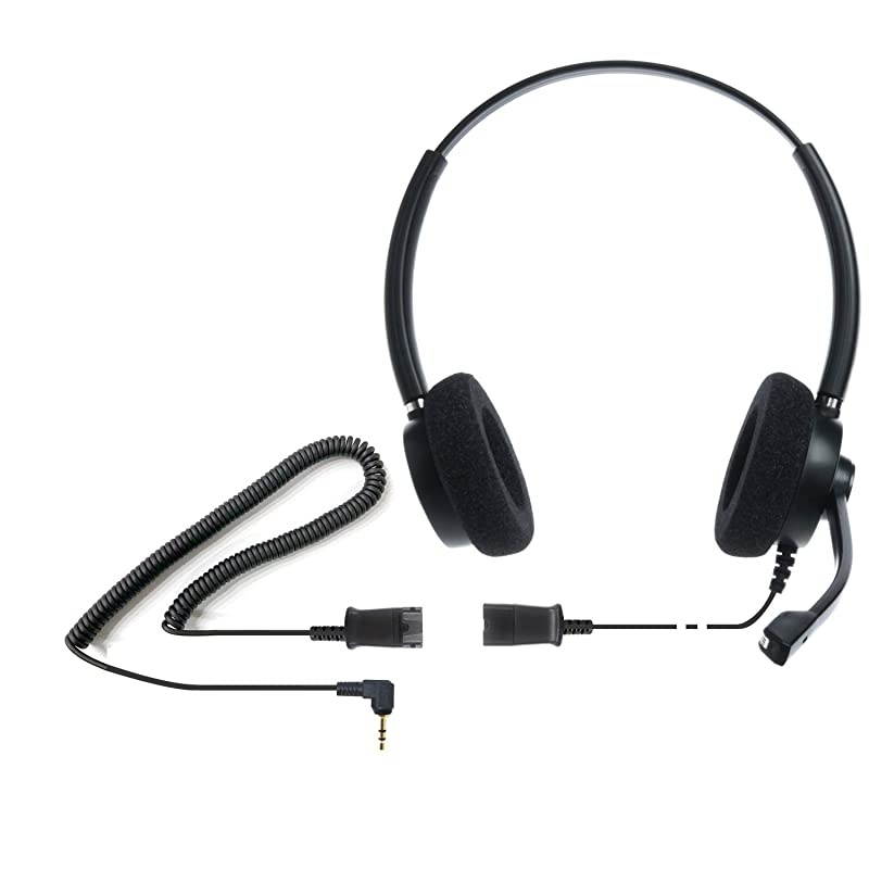 IPH165 Binaural NC Headset with 25mm Jack for Polycom IP 320321330 Cisco SPAGrandstream GXPPanasonic KX Zultys Gigaset 25mm Jack3 Poles Port with Phones No Smart Phone use