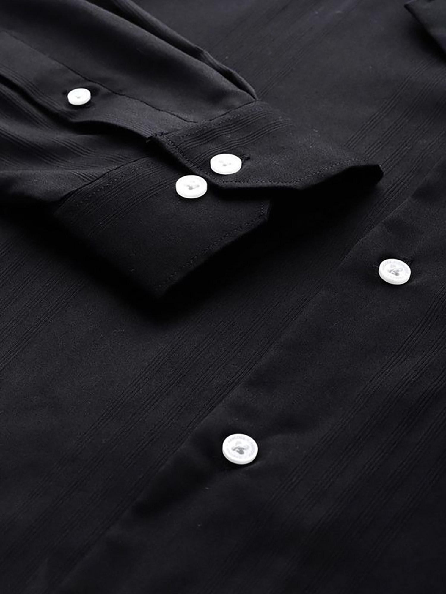 Hancock Black Cotton Relaxed Fit Solid Shirts