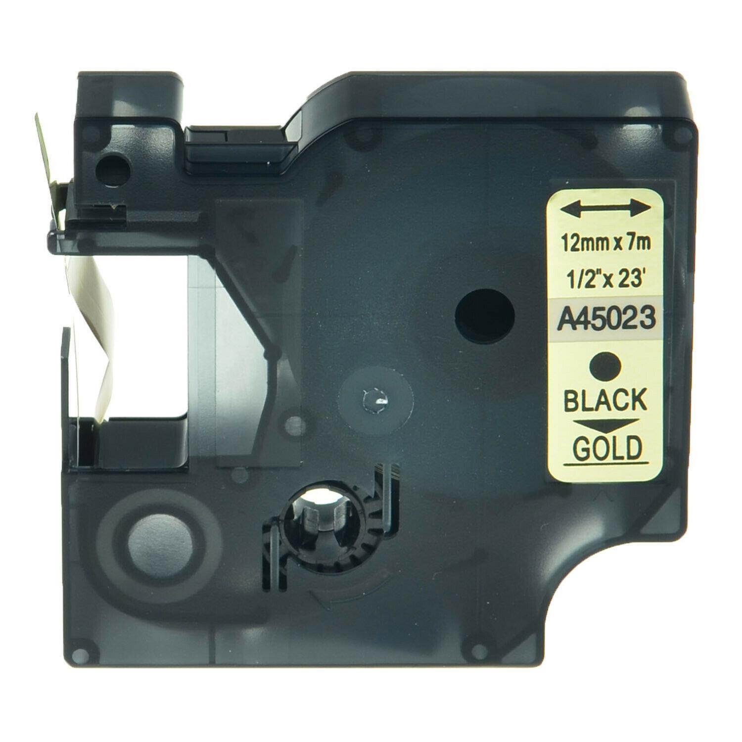3 Pack Black on Gold Label Tape for Dymo D1 45023 LabelManager High Quality 1/2"