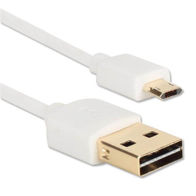 QVS QP2218R-6W 6Ft Reversible Usb-Reversible Micro-Usb Sync-Fast Chargerwhitecbl