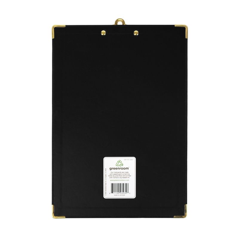 9" x 13" Textured Black Clipboard with Gold Accents - greenroom