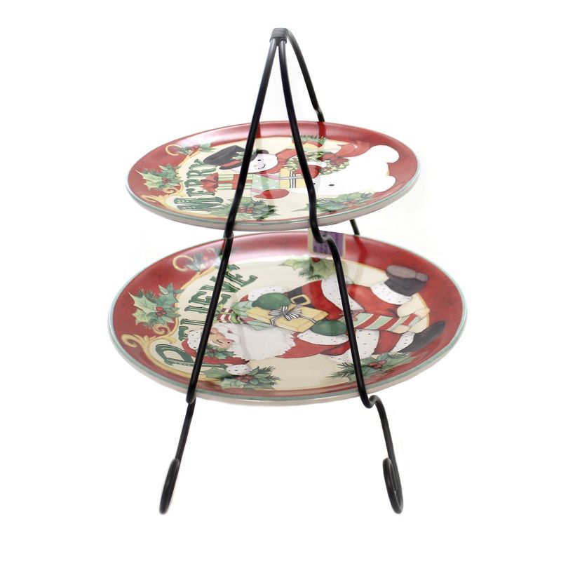 Tabletop 10.25" Believe 2 Tier Server Christmas Santa Snowman Certified International  -  Serving Platters