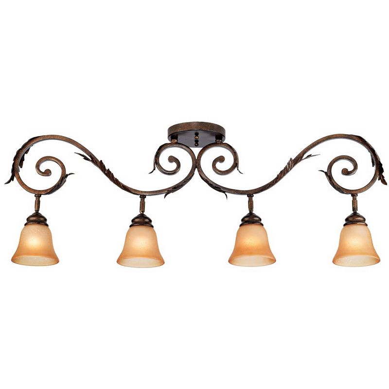 Pro Track(R) Bronze Scroll 4-Light Amber Glass Track Fixture