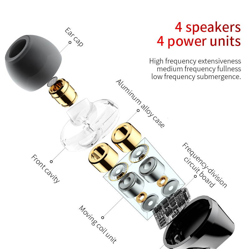 Baseus H10 Double dynamic 3.5MM Wired Earphone stereo bass sound earphones with mic for xiaomi fone de ouvido auriculares MP3