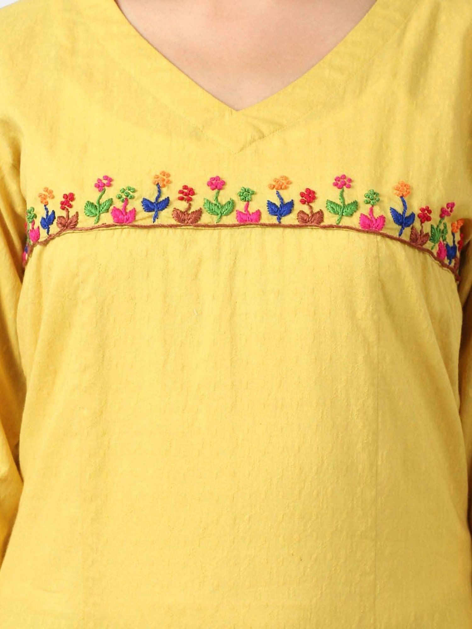 DART STUDIO Green Cotton Embroidered A Line Kurta