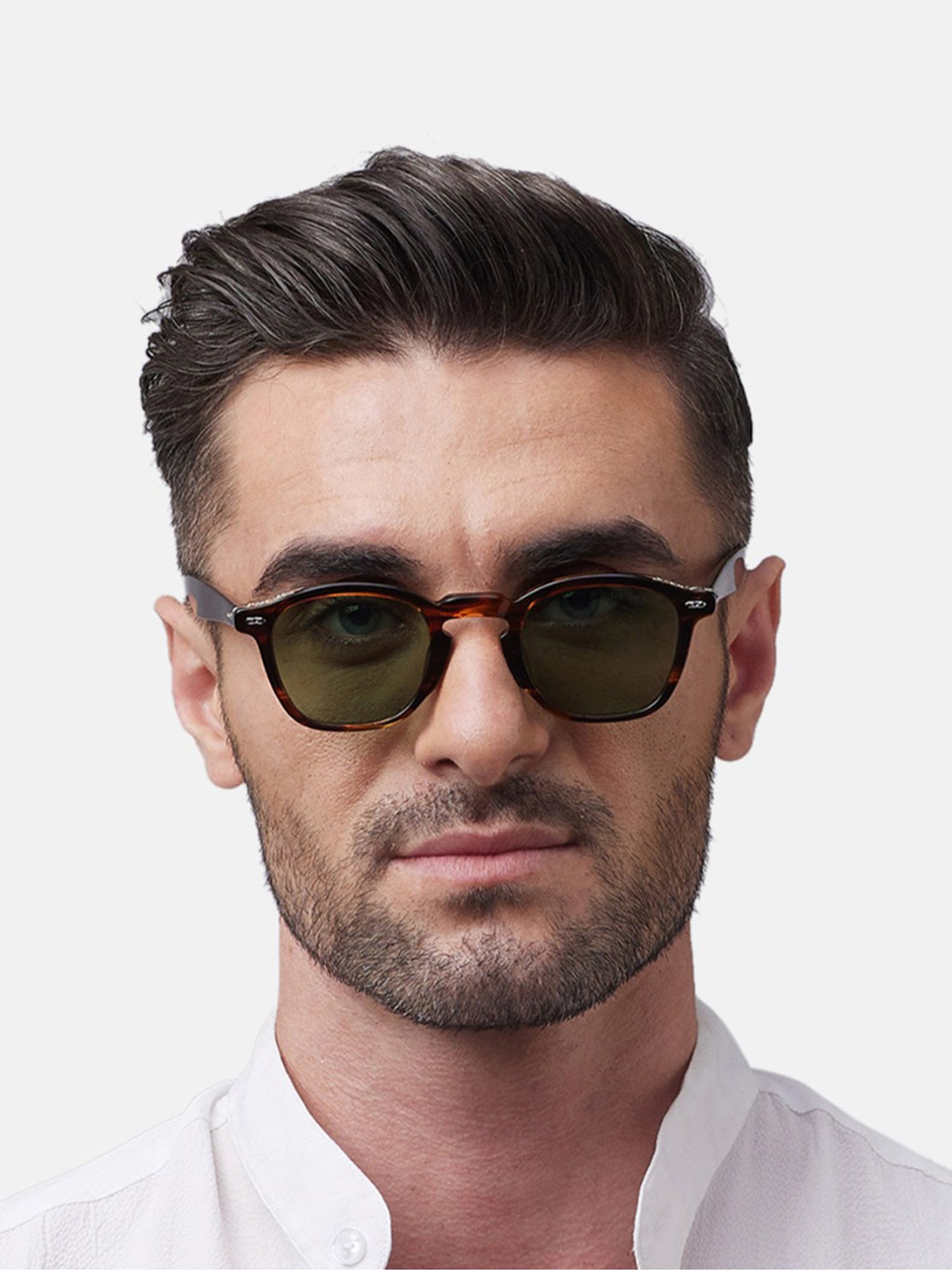 Shisen Fox Niko Brown Bamboo Square Unisex UV Protection Sunglasses -46 mm