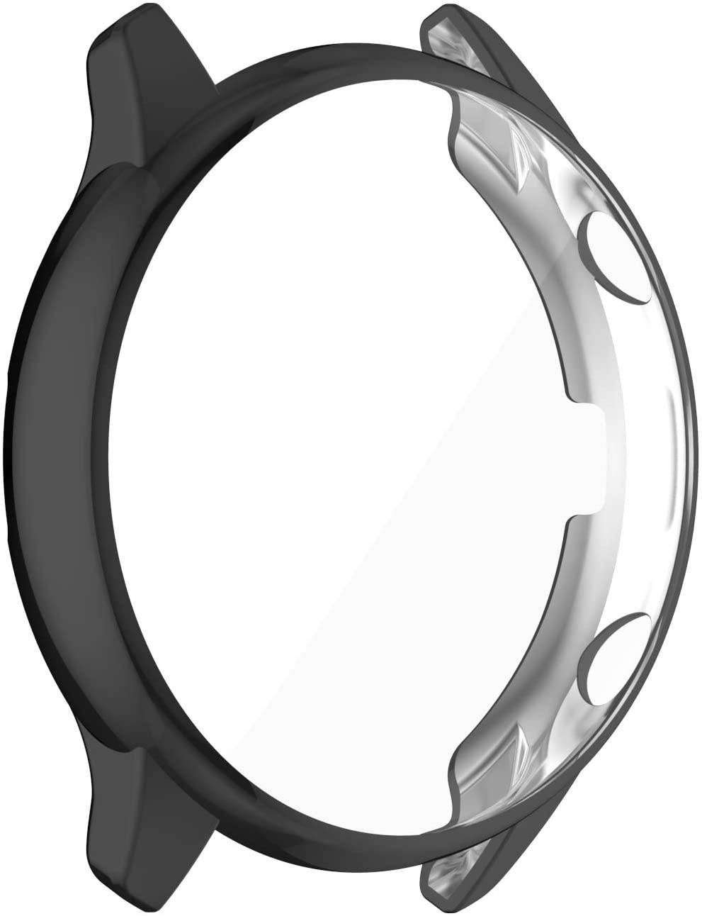 FitTurn Screen Protector Case Compatible with Amazfit GTR 2 & Amazfit GTR 2e TPU Slim Case Cover [Plating Metal Color Frame] [3D Full Coverage] Shell Protective for Amazfit GTR 2 Watch(Black)