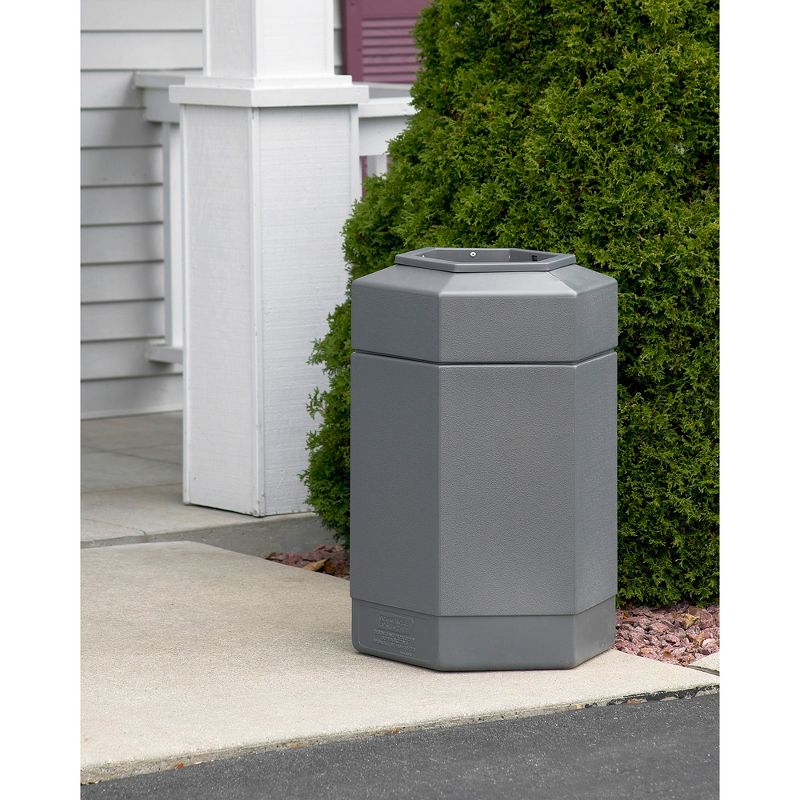 Commercial Zone 737103 Open-Top Large 30 Gallon Hexagon Shape Waste Can Trash Container Garbage Bin, Gray