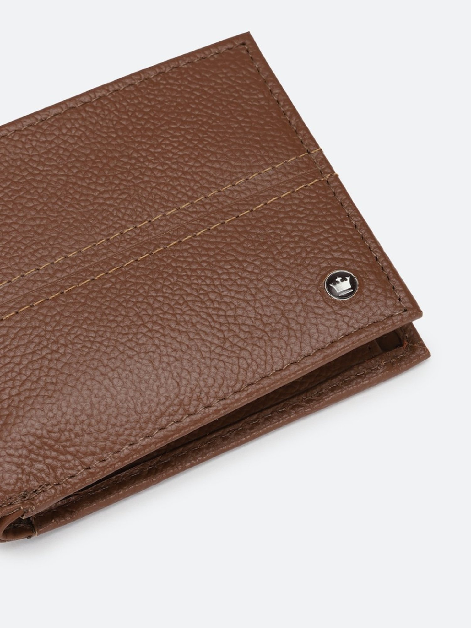 Louis Philippe Brown Leather Textured Bi-Fold Wallet