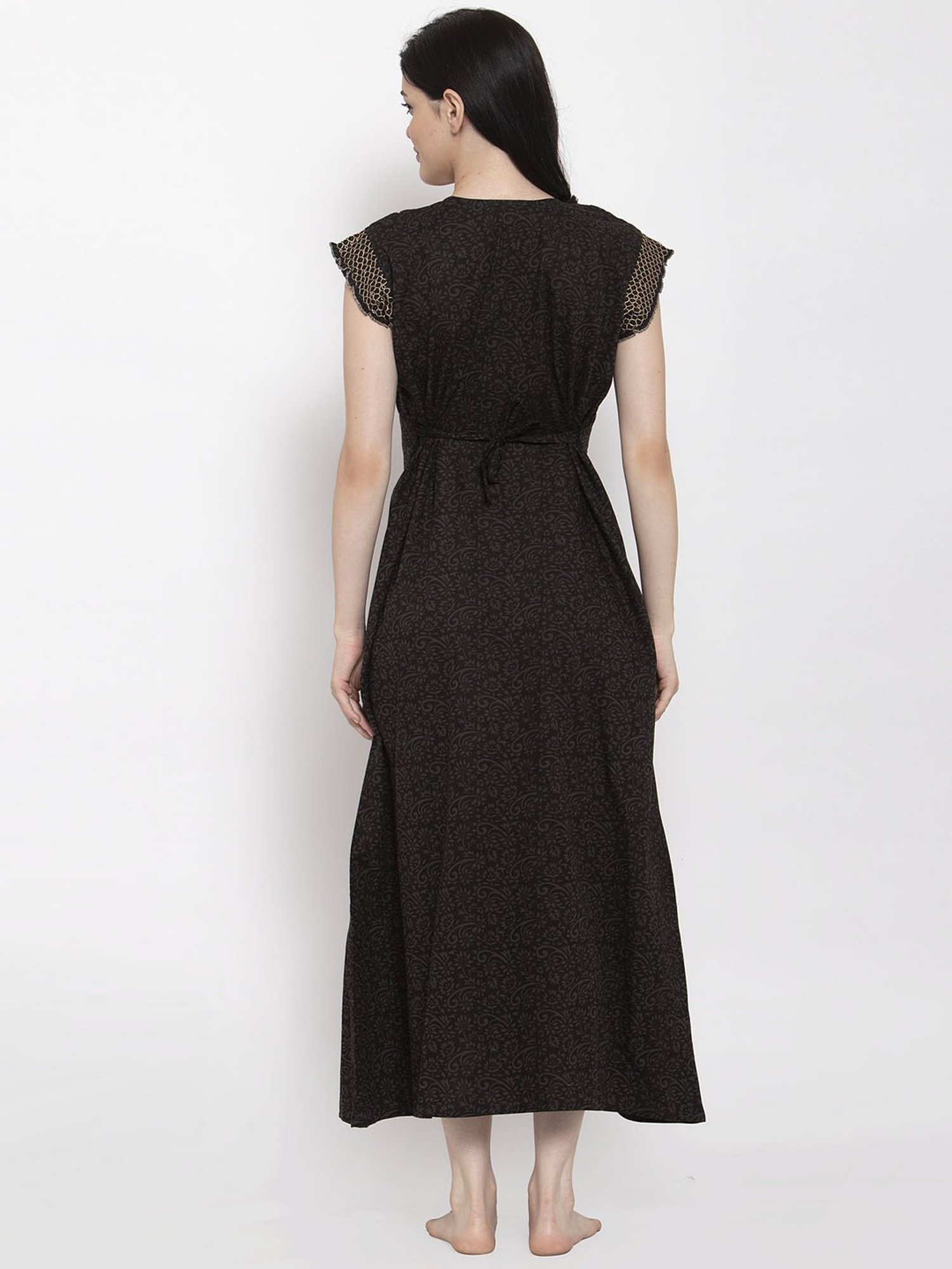 Secret Wish Black Printed Nighty