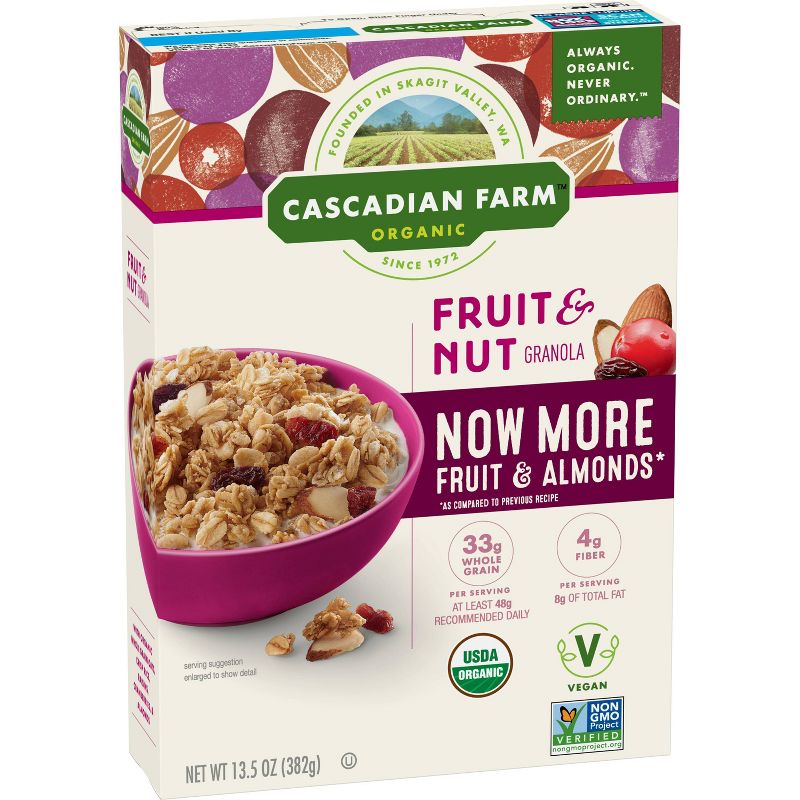 Cascadian Farm Organic Fruit and Nut Granola Breakfast Cereal - 13.5oz
