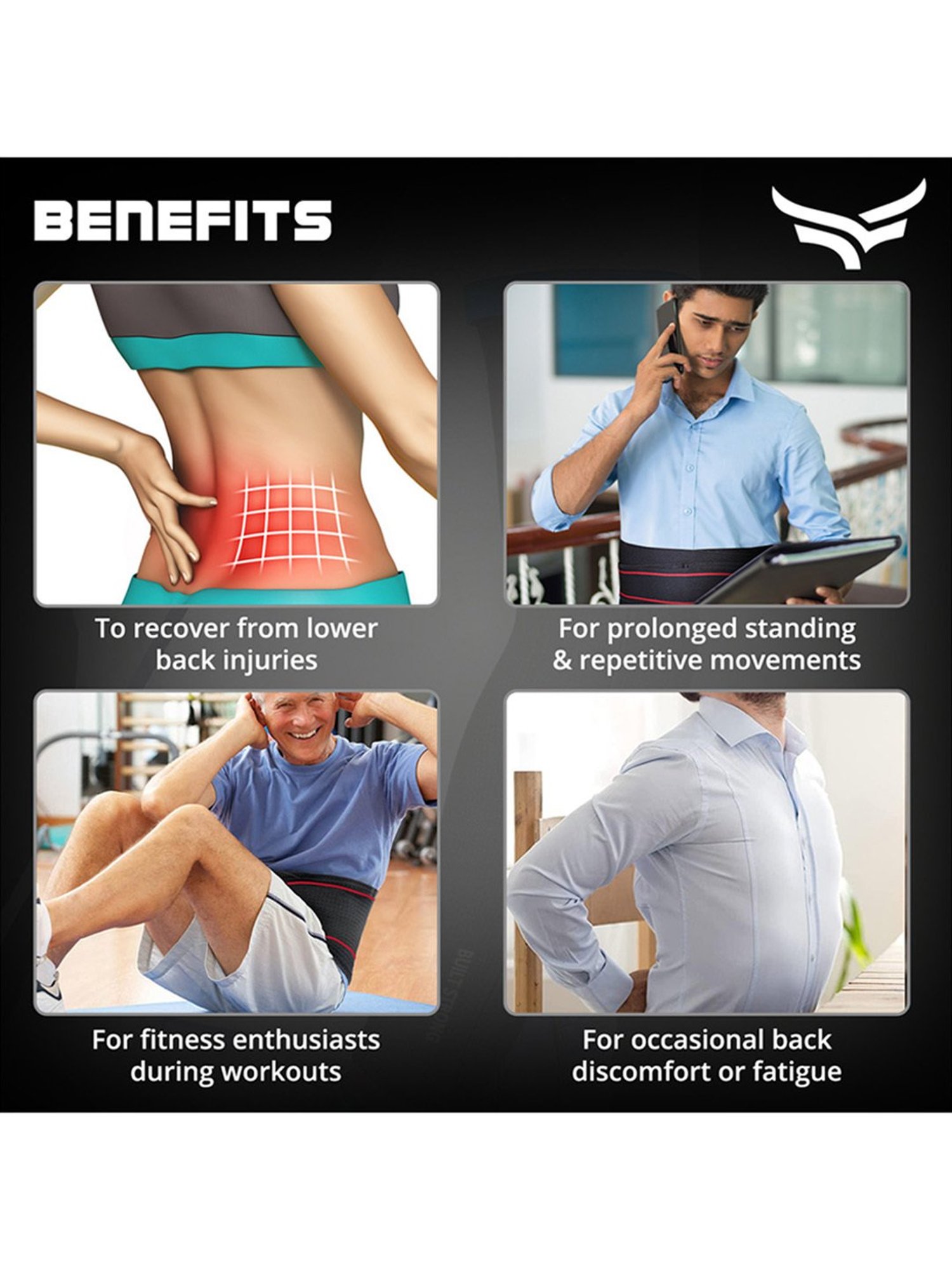 Xtrim Back Support Belt For Backache (Black) Size - Large