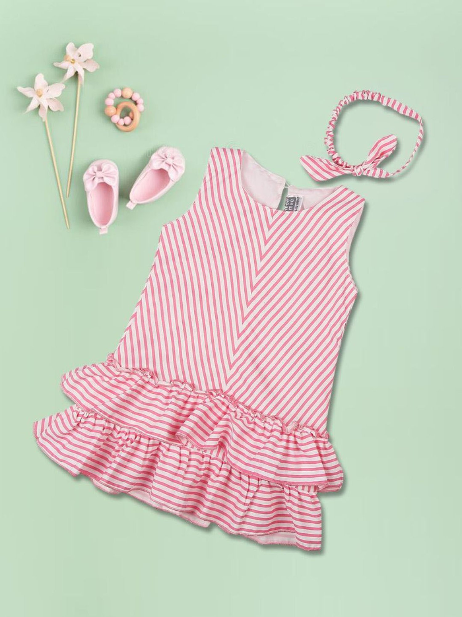 Mee Mee Kids Pink Striped Dress