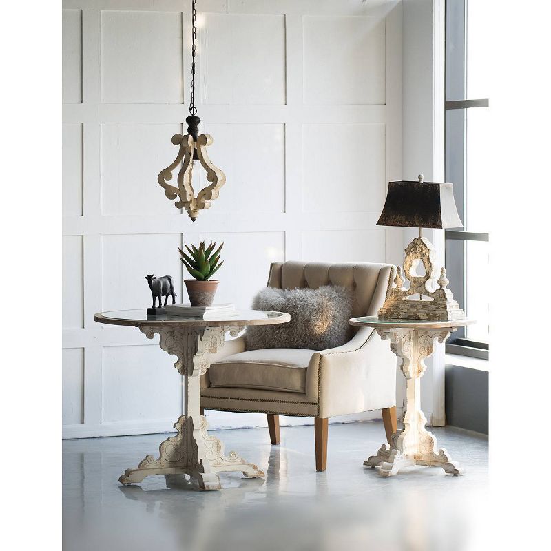 Harper 1-Light Metal Chandelier Antique White - A&B Home