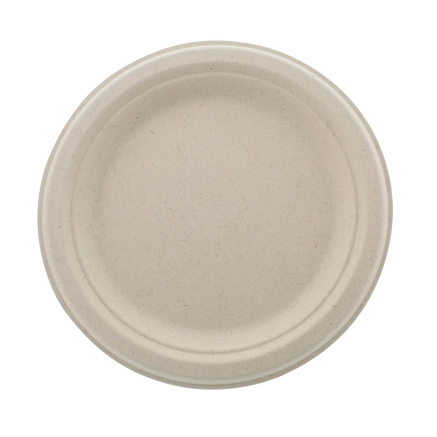 SpecialT Biodegradable Bagasse Plates 7in Natural Sugarcane Dessert Plates 125pk