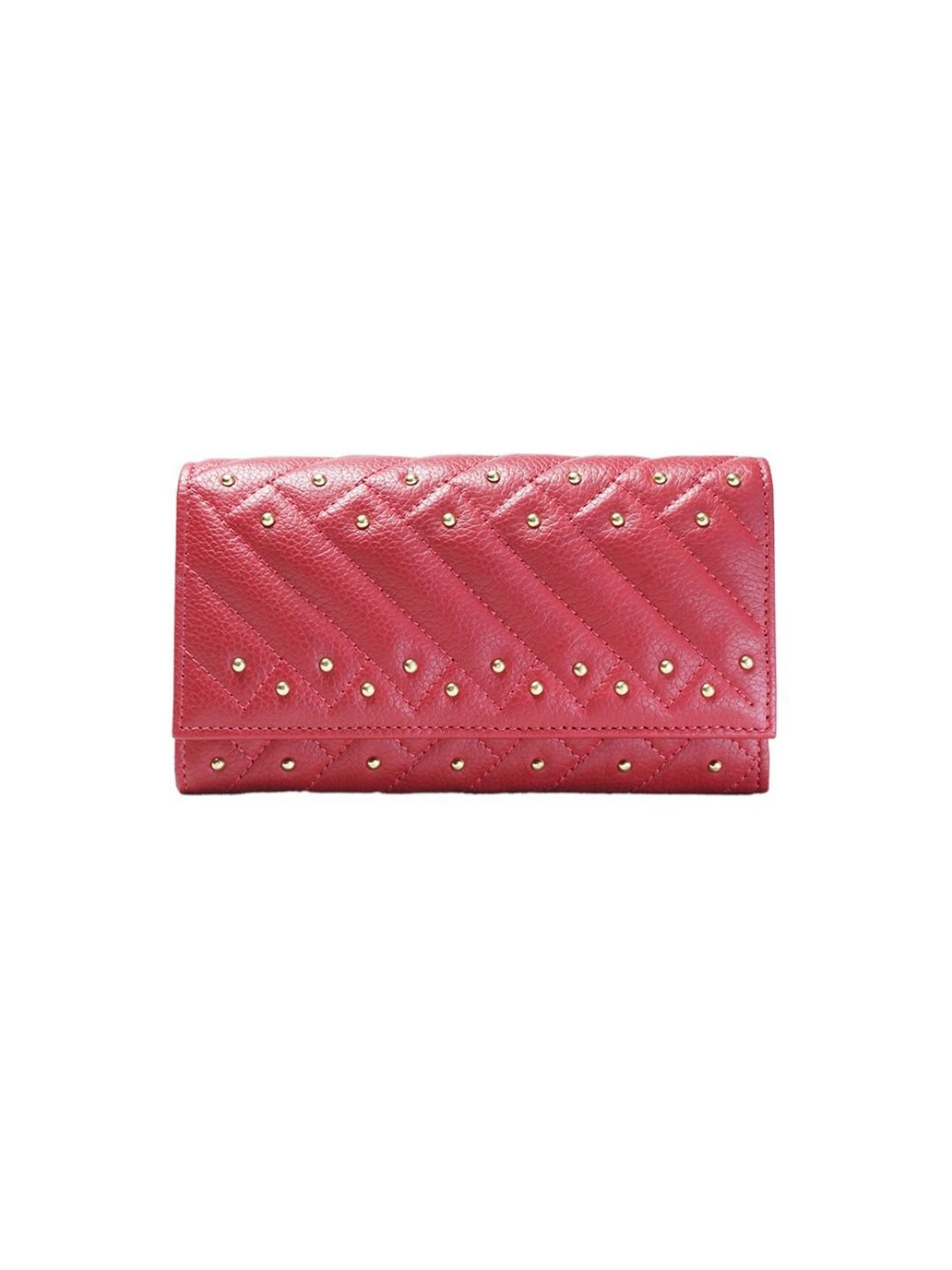 RI2K London Red Leather Quilted Tri-Fold Wallet