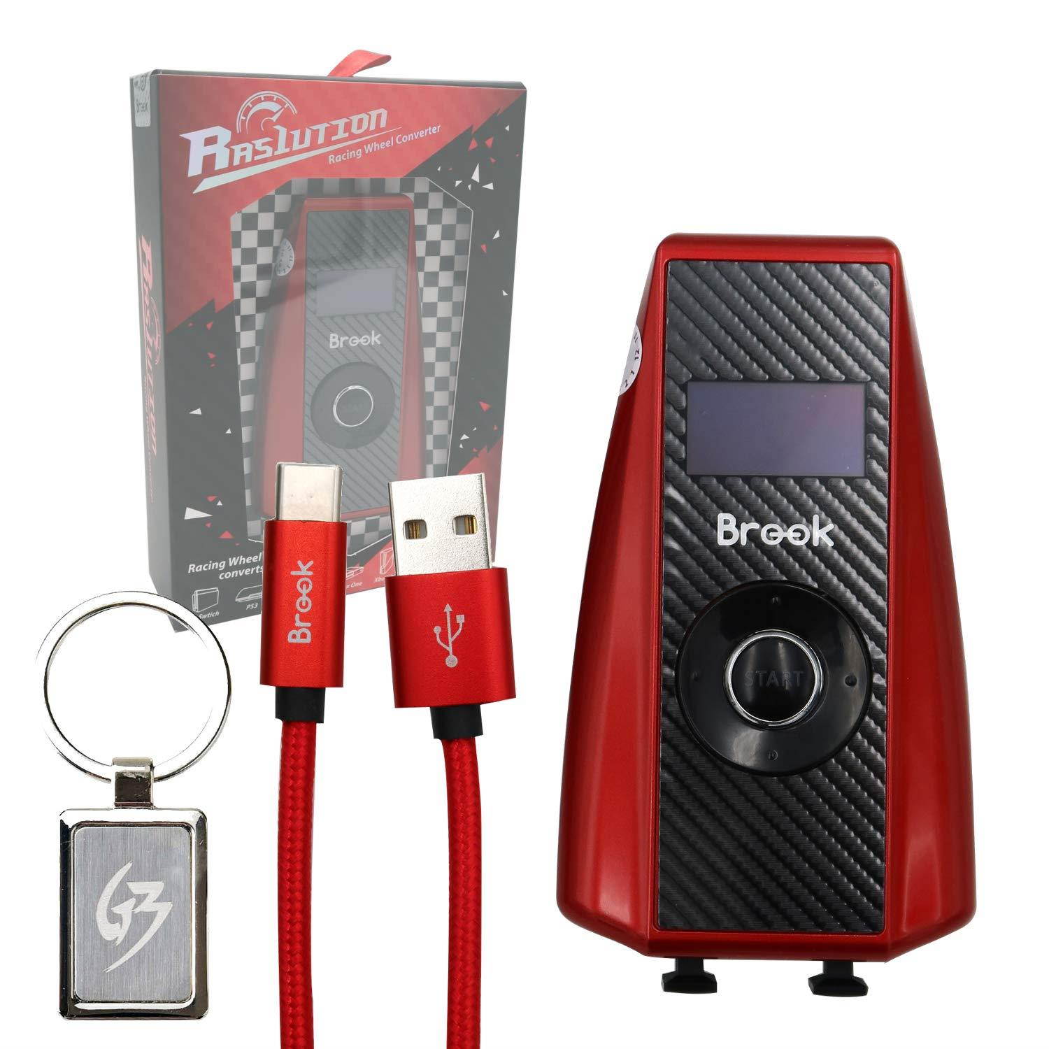 Mcbazel Brook Ras1ution Racing Wheel G27 G25 Driving Force GT Pro Steering Wheel Converter Adapter for PS3 PS4 Xbox 360 Xbox One Nintendo Switch with Gam3Gear Keychain