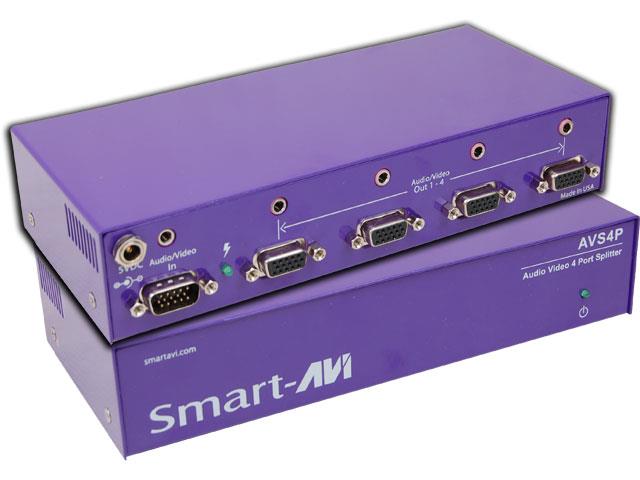 Smart AVI - AVS4PS - SmartAVI WUXGA/Audio Splitter 4-Port - 1900 x 1200 - 400 MHzMaximum Video Bandwidth - 100 ft