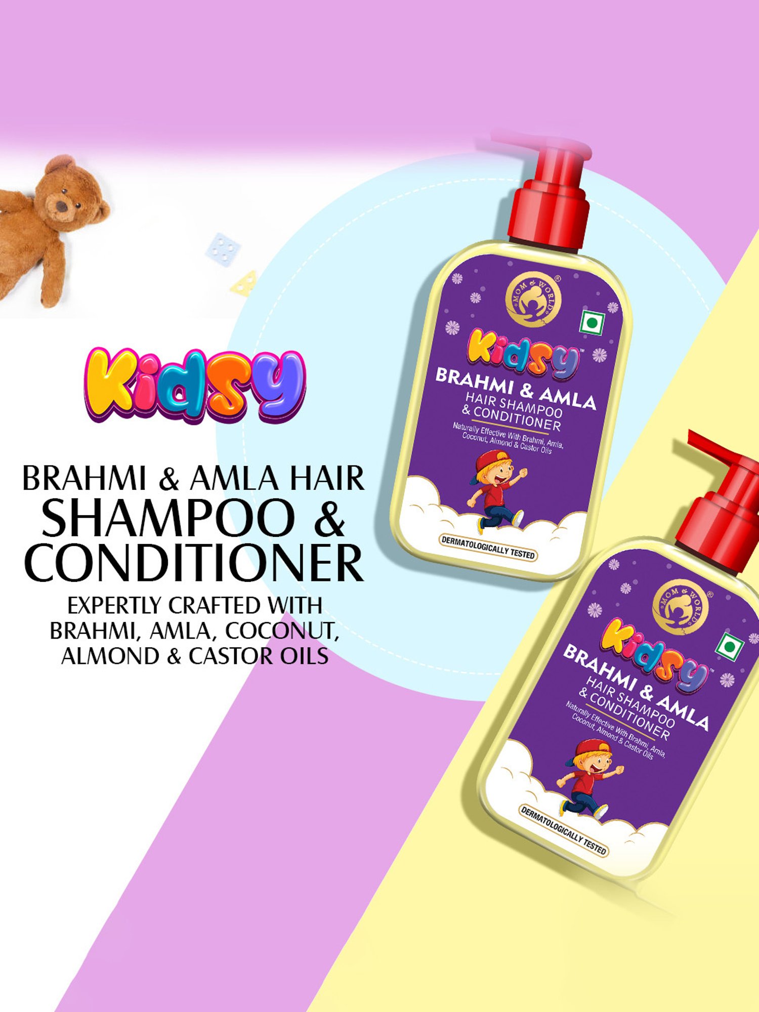 Mom & World Kidsy Brahmi, Amla Hair Shampoo & Conditioner - 240 ml