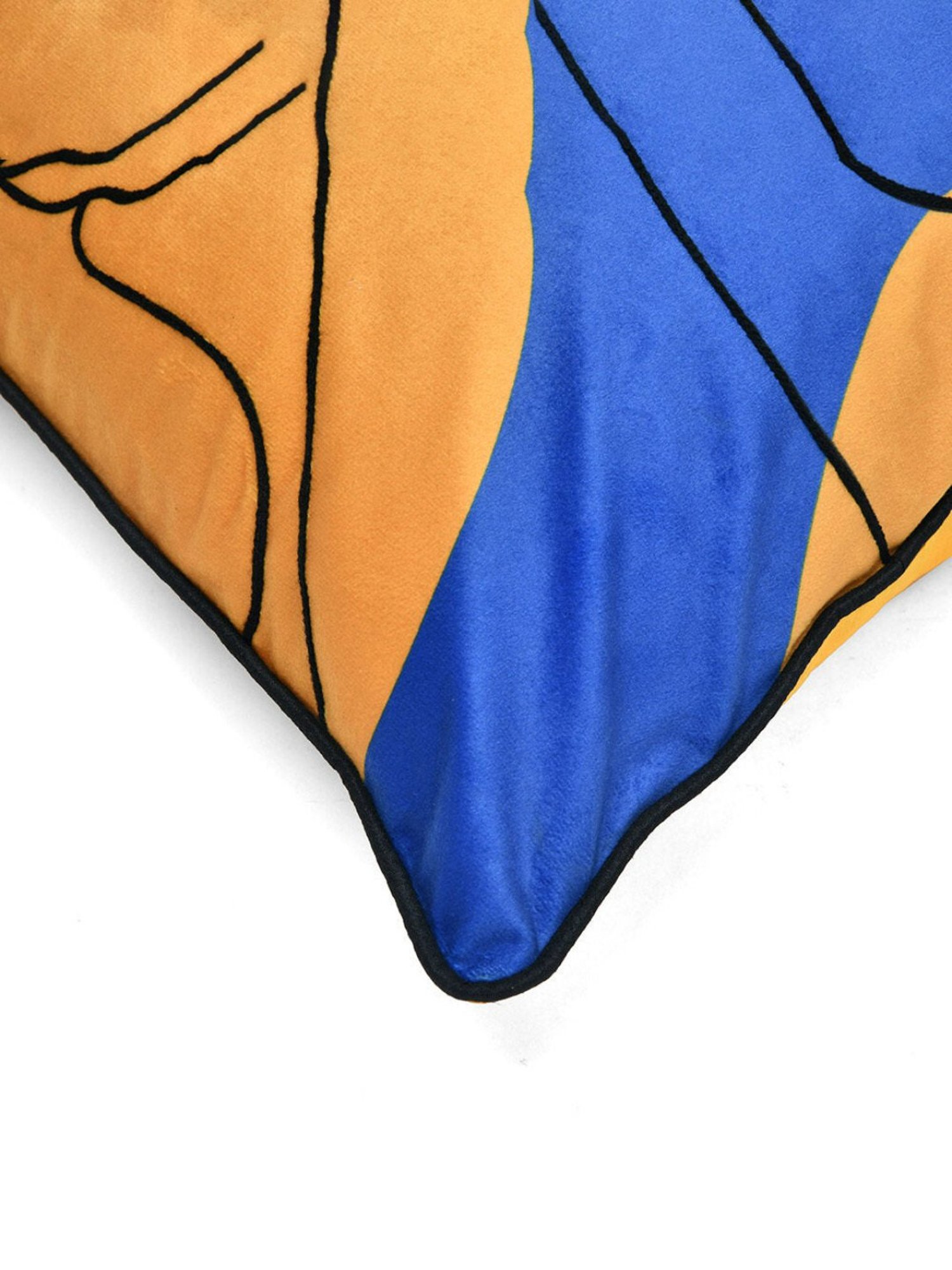 @home by Nilkamal Abstract Chambray Cushion Cover|Pack of 1|16 x 16 inches|Blue & Yellow