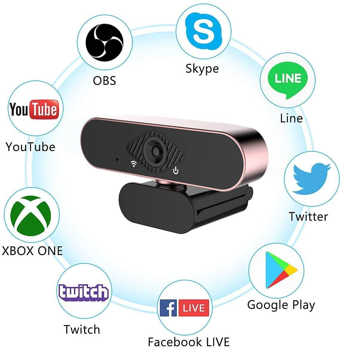 easyday 1080p Webcam, Live Streaming Camera with Stereo Microphone, Desktop or Laptop USB Webcam for Widescreen Video Calling and Recording