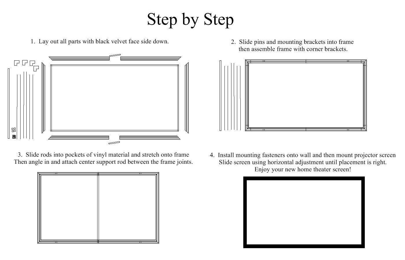 STR-169135 Silver Ticket 135" Diagonal 16:9 HDTV (6 Piece Fixed Frame) Projector Screen White Material