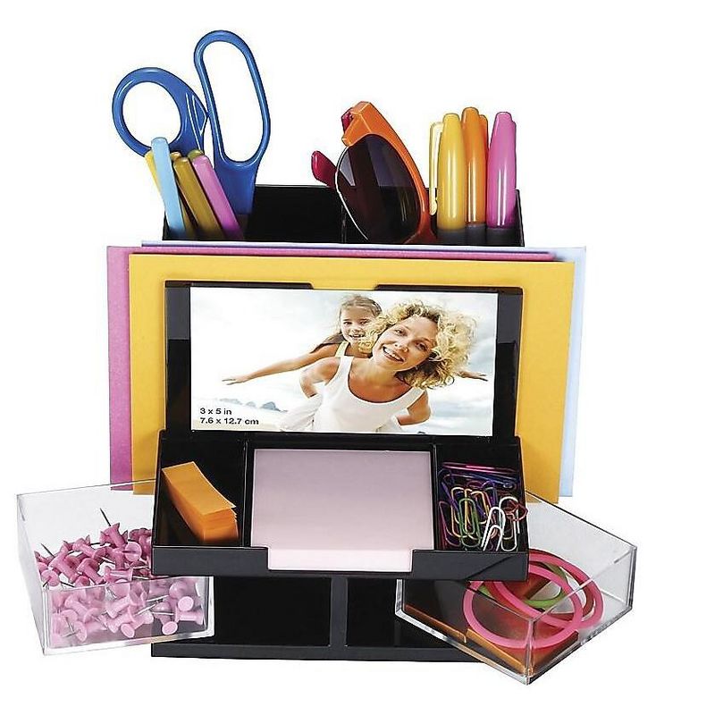 Officemate International Corp. Desk Organizer 9 Comp Black/Clear 23112