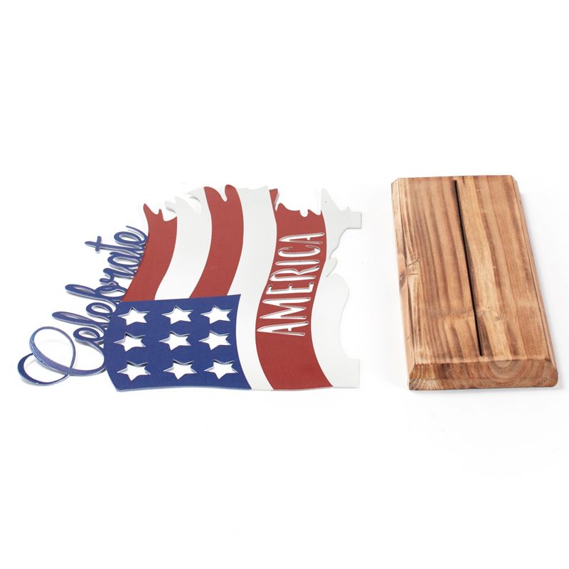 Lakeside Celebrate America Wooden Tabletop Sign - Indoor Summer Accent