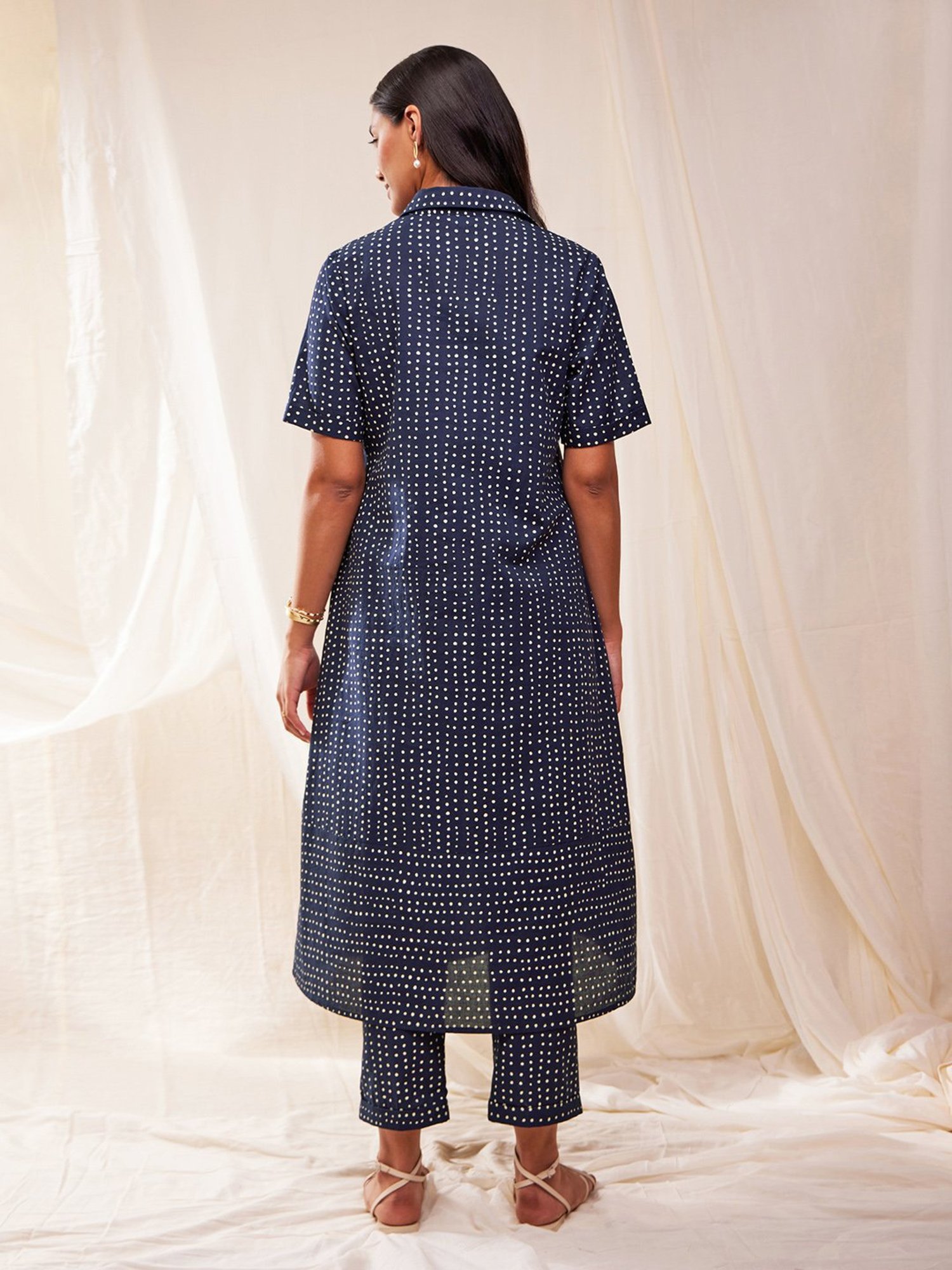 Pink Fort Blue Printed Kurta Pant Set