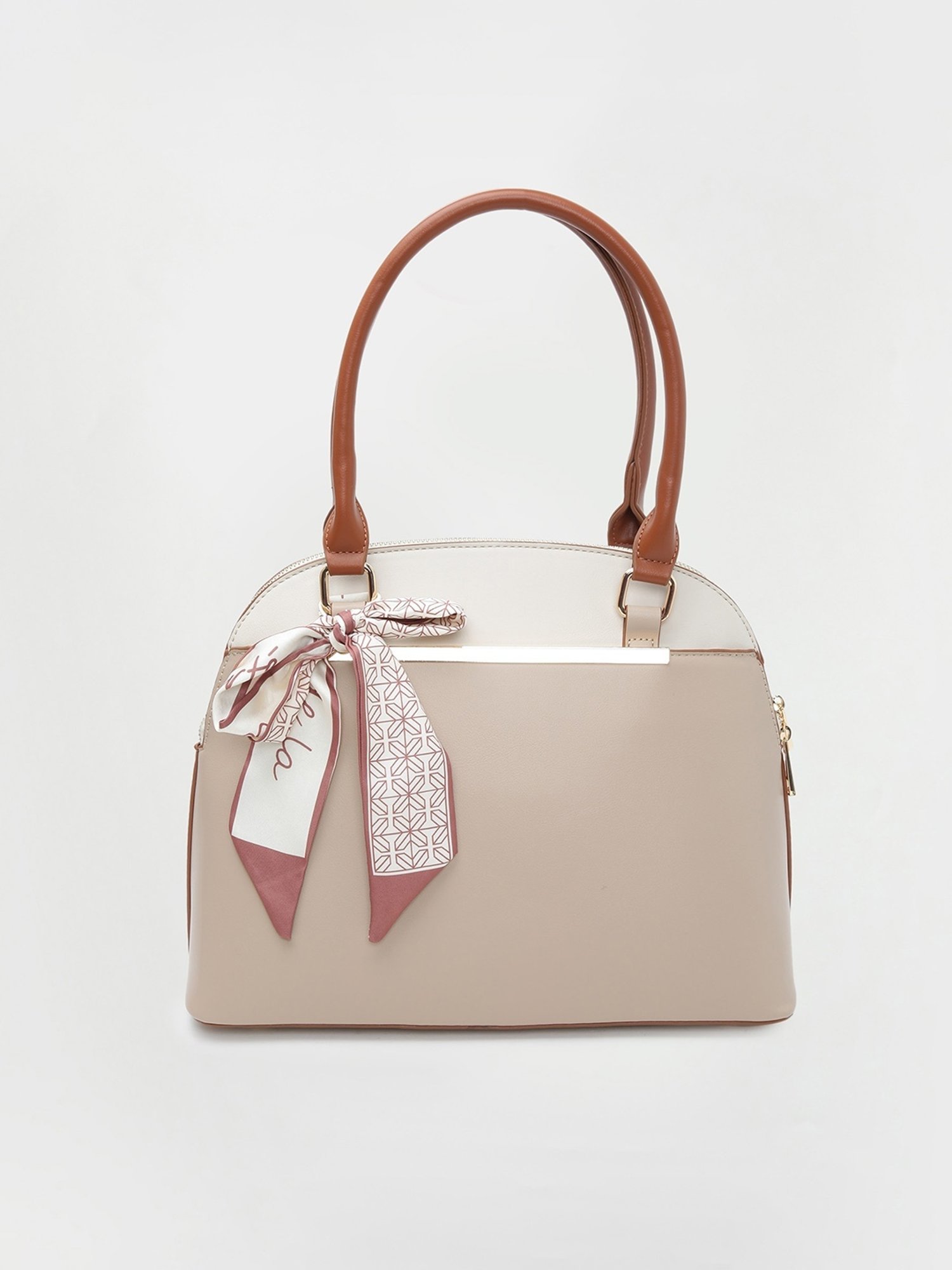 Code by Lifestyle Beige Solid Shoulder Handbag
