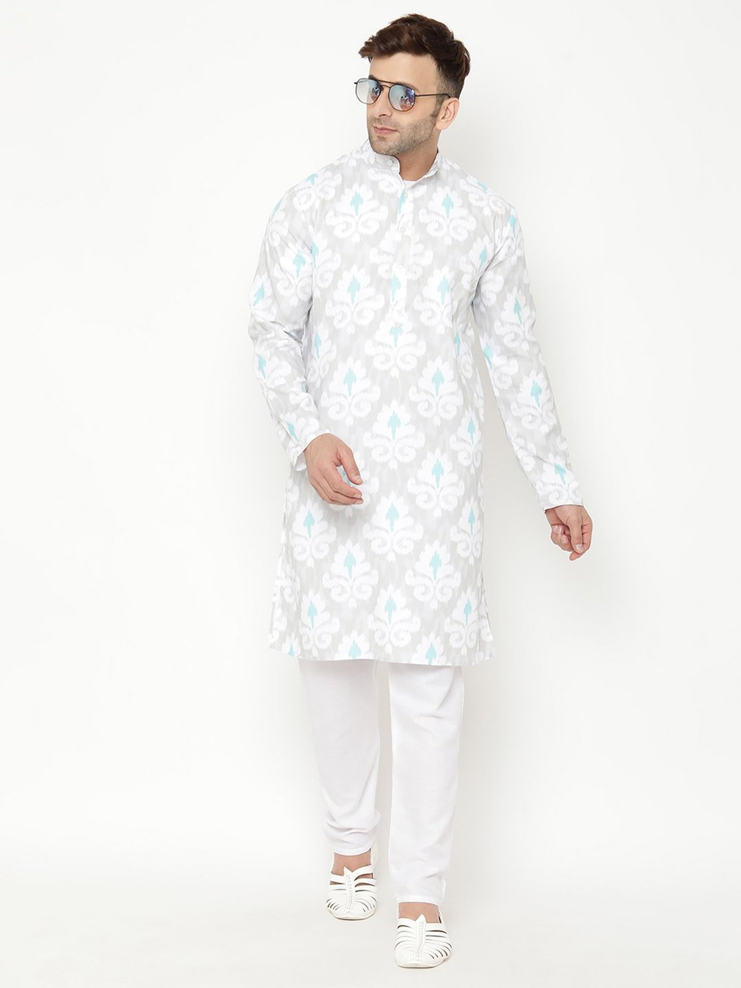 Hangup Plus White Regular Fit Kurta & Pyjamas Set