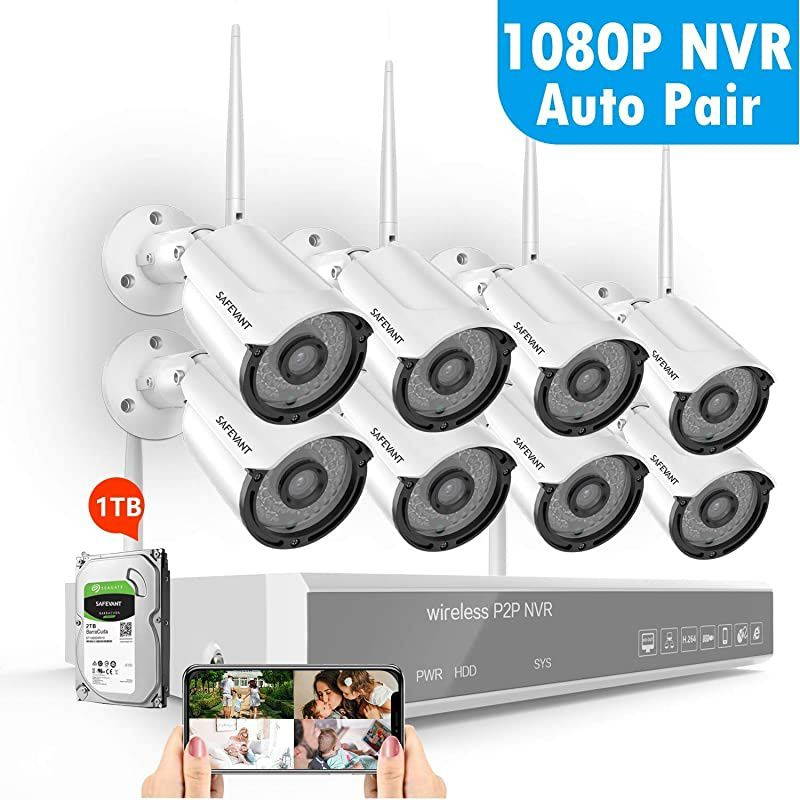1080P Wireless Security Camera System, 8 Channel Outdoor Indoor Wireless NVR Systems 8PCS 2MP Home Surveillance IP Cameras Night Vision Motion Detection