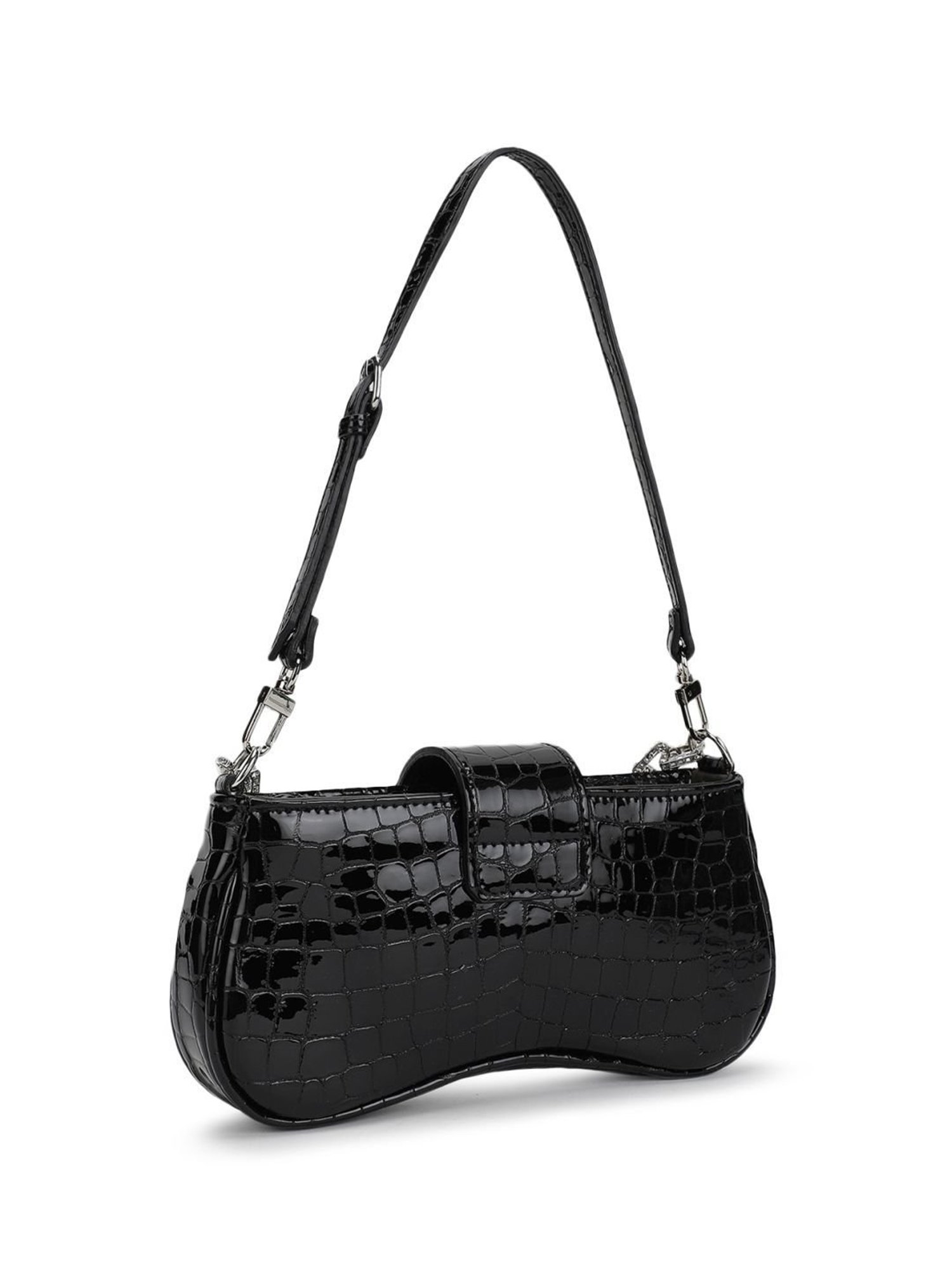 Gedebe Black Carrie Cocco Glossy Animal Effect Medium Shoulder Bag