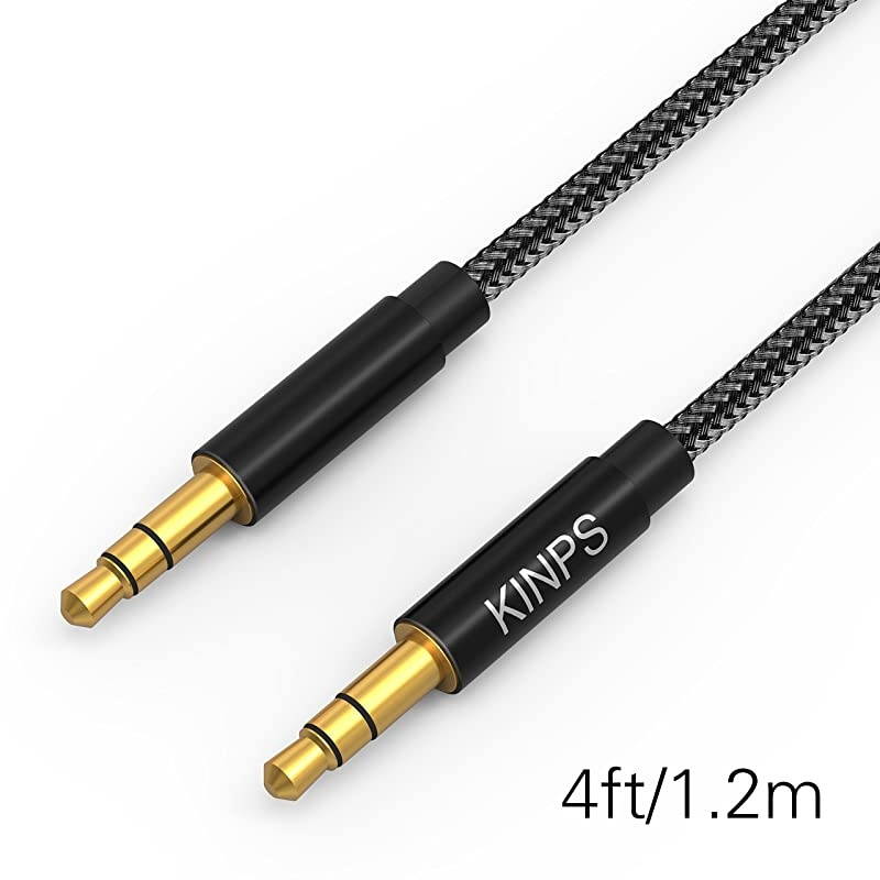 Audio Auxiliary Stereo Audio Cable 35mm Stereo Jack Male to Male Stereo Jack Cord for Phones Headphones Speakers Tablets PCs MP3 Players and More 4FT 12M Black