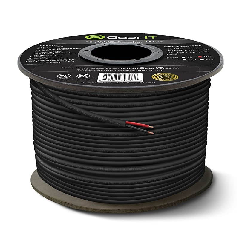 16 AWG CL3 OFC Outdoor Speaker Wire  Pro Series 16 Gauge 100 Feet 3048 MetersBlack Oxygen Free Copper UL CL3 Rated for Outdoor Direct Burial and inWall Installation Speaker Cable