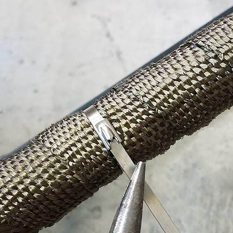 100pcs 118 Inches Stainless Steel Exhaust Wrap MultiPurpose Locking Cable Metal Zip Ties