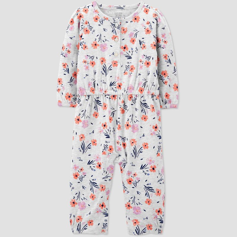 Baby Girls' Floral Romper - Just One You® made by carter's Heather Gray 3M