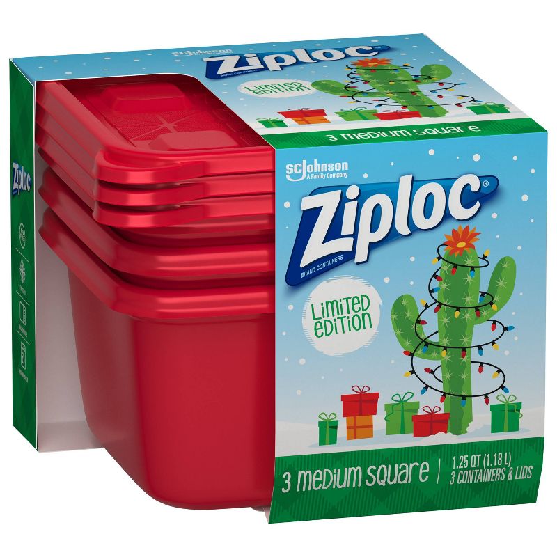 Ziploc Holiday Medium Square Storage Containers - Red - 3ct