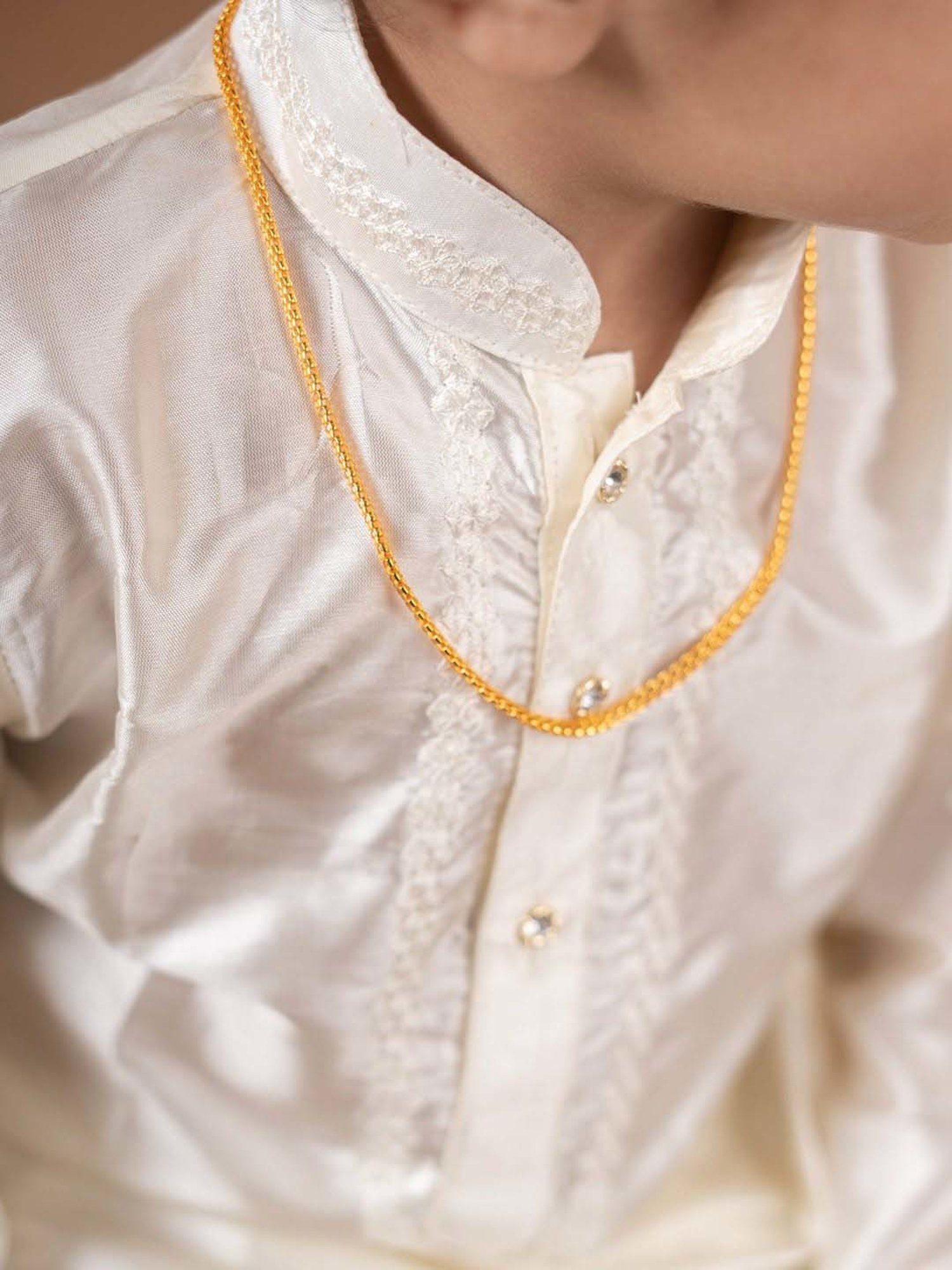 Baby Moo Kids Cream & Yellow Regular Fit Full Sleeves Kurta Set