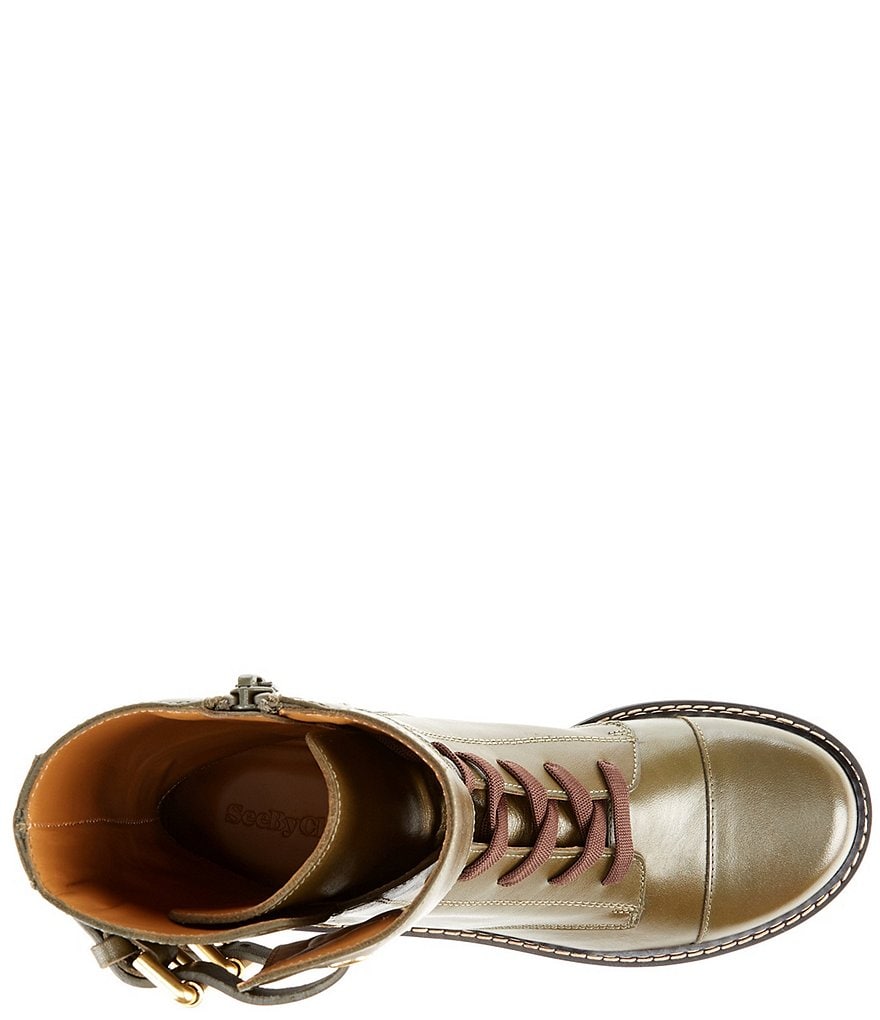 See By Chloe Mallory Leather Lug Sole Military Combat Boots