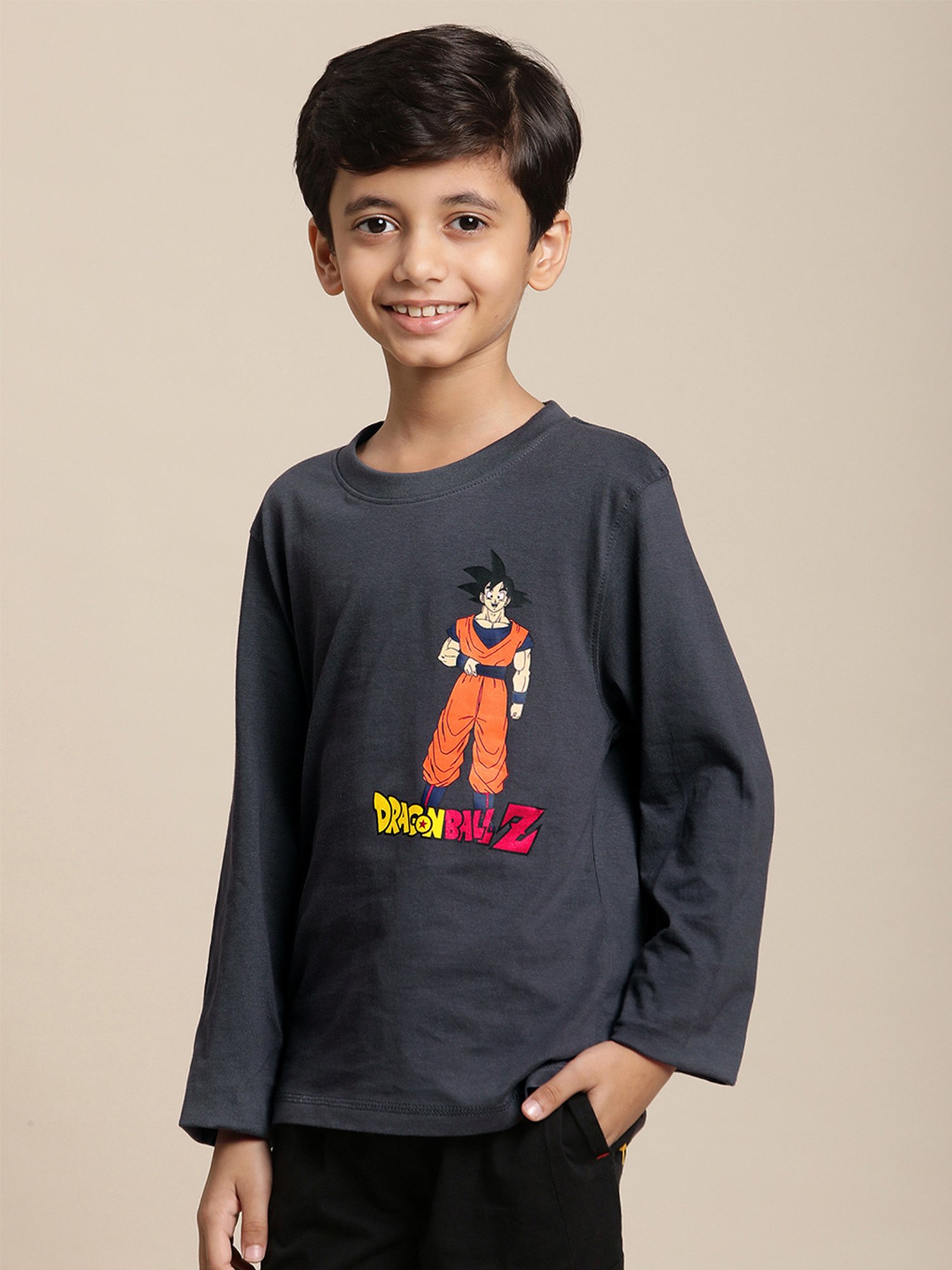 Kidsville Dragon Ball Z Printed Grey Tshirt For Boys