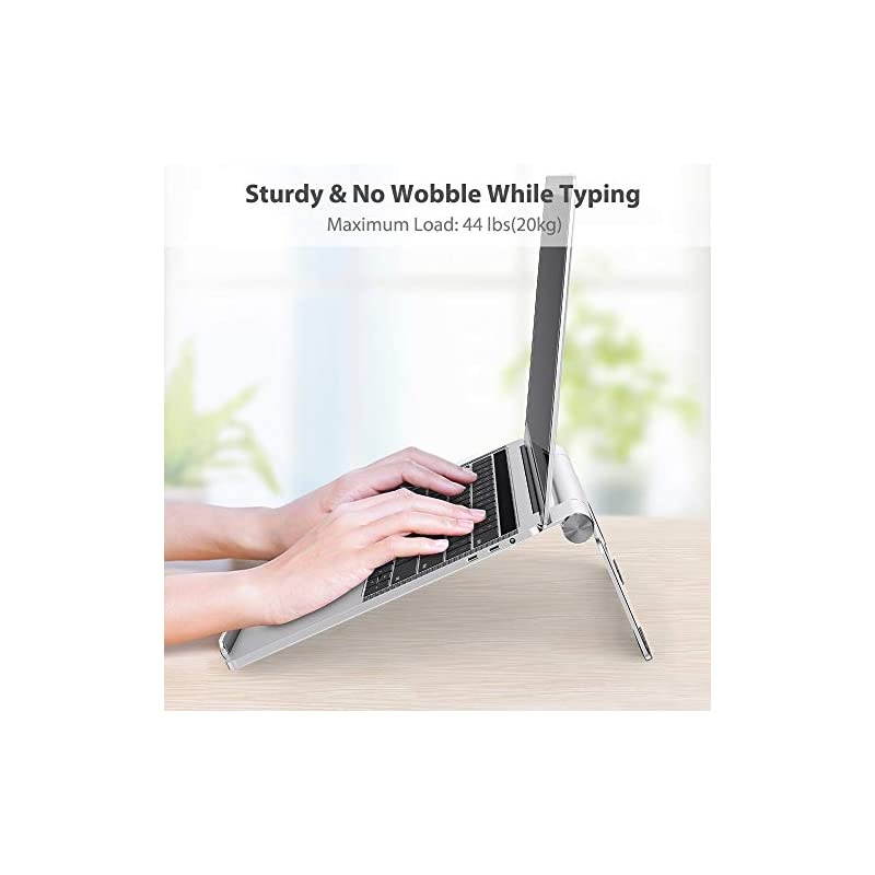 Adjustable Laptop Stand, Laptop Riser, Aluminum Notebook Holder Stand Compatible with MacBook, Air, Pro, Dell XPS, HP, Samsung, Alienware, More Laptops up to 17.3"- Silver