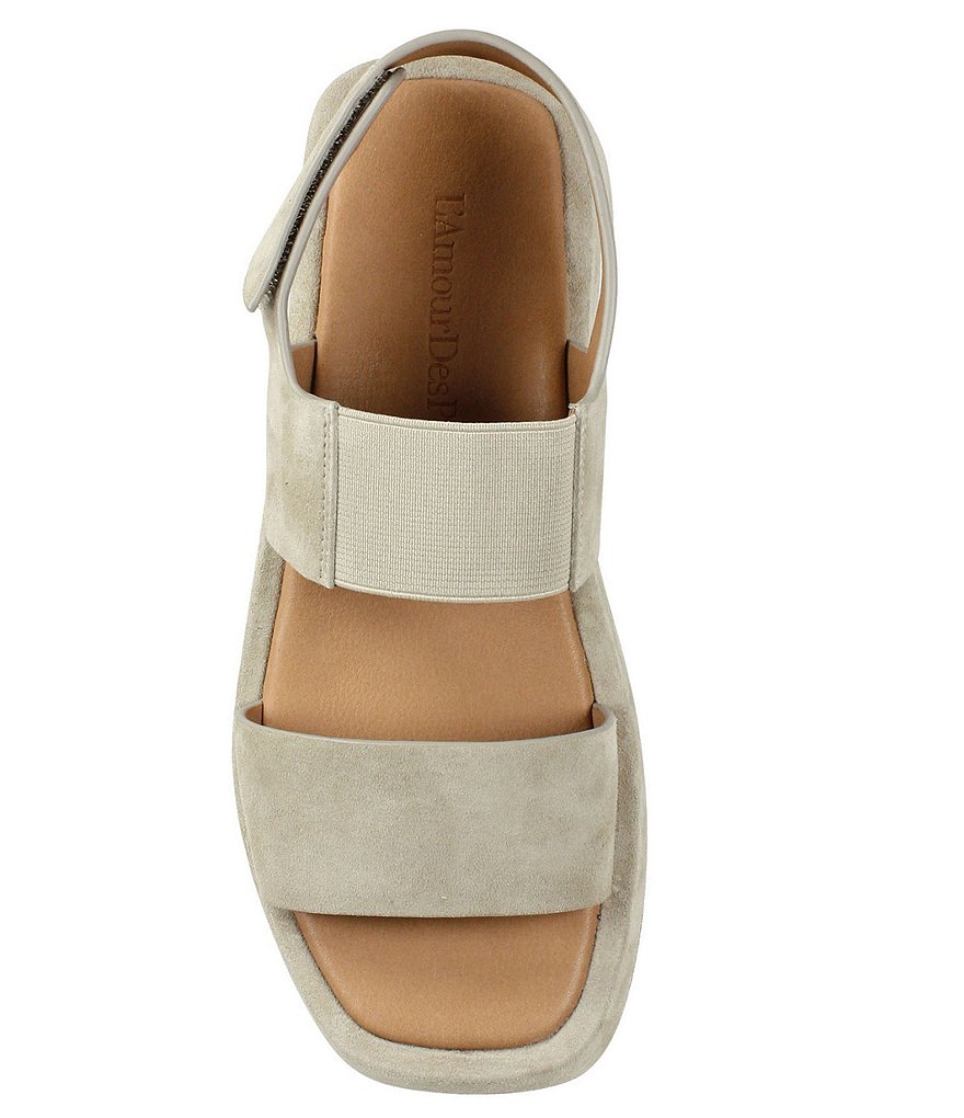 L'Amour Des Pieds Ainsley Suede Platform Wedge Sling Sandals