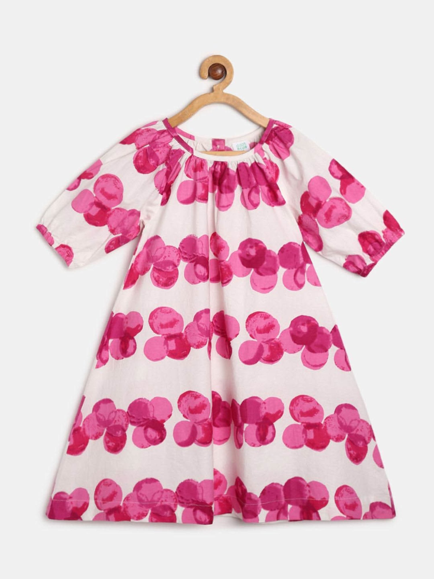 MINIKLUB Kids Cream Printed Dress