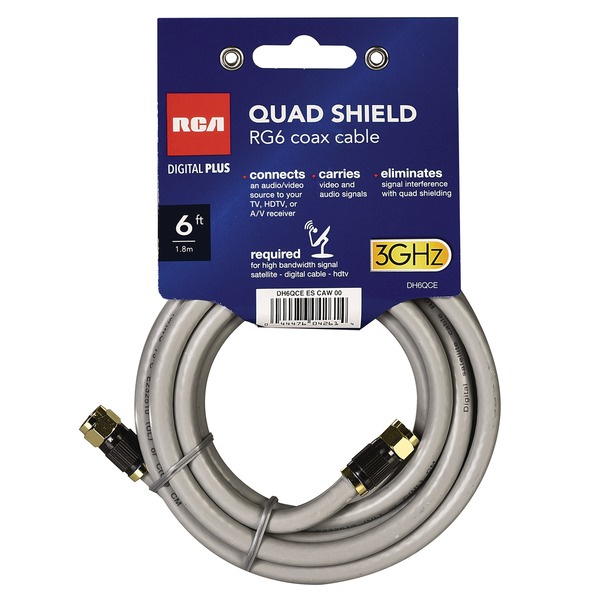 RG6 Quad-Shield Coax Cable, 6 Ft.