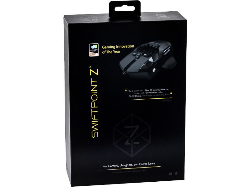 Swiftpoint Z Mouse - PixArt PMW3360 - Cable - Black - USB - 12000 dpi - Scroll Wheel - 18 Button(s) - Right-handed Only