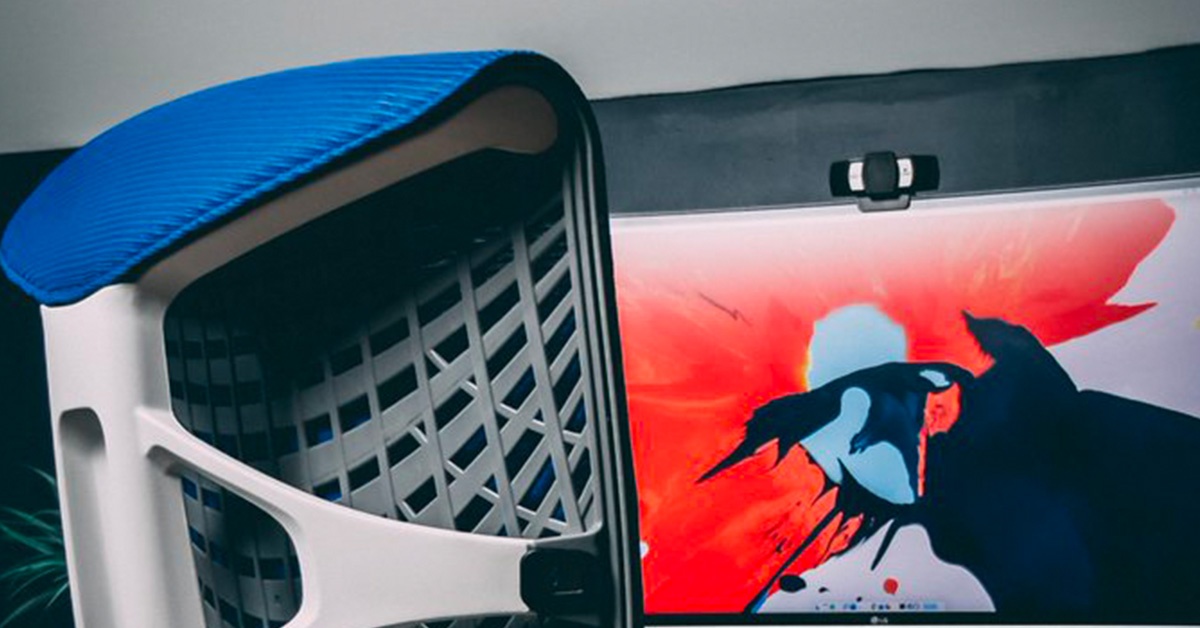 Autonomous Ergonomic Office Chair - ErgoChair Pro+ White Frame, Grey TPE with Blue Mesh