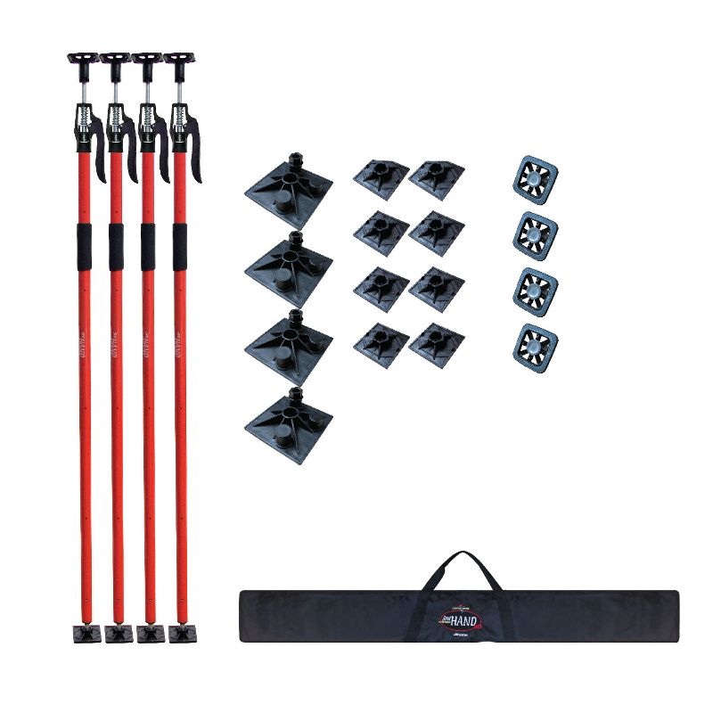 FastCap 3rd Hand HD Contractor Pack with 4 12 Foot Extendable Support Lift Pole Systems, Feet Barriers, Feet Supports, and Portable Travel Bag