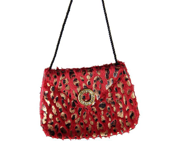 Kurt S. Adler 2.5" Fashion Avenue Red Leopard Print Purse Christmas Ornament